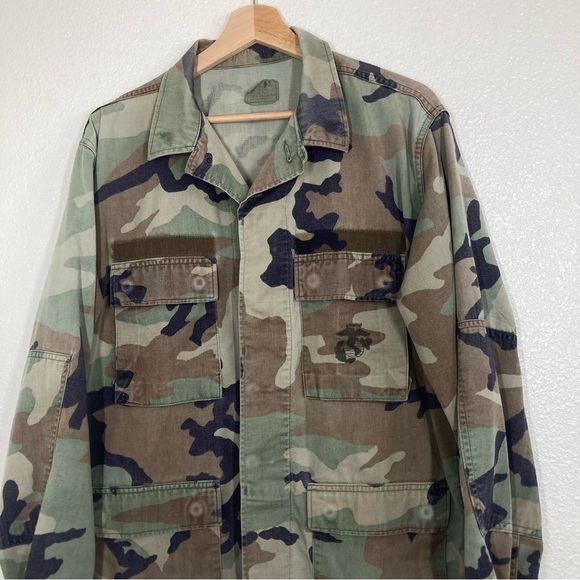 U.S. Army Woodland Camo Combat Field Jacket M Vintage Button Up - Picture 5 of 15